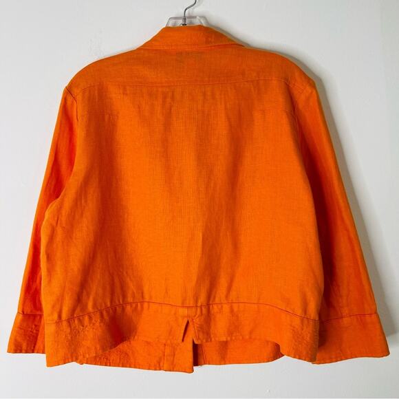 Elliott Lauren orange linen cropped button coastal lightweight jacket 8 - Picture 5 of 5
